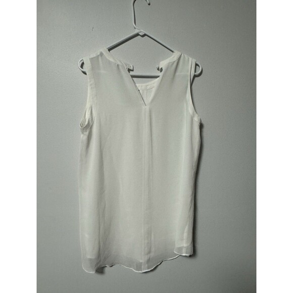 Cabi Size Medium Pleated Blouse Top White Sleeveless Business Casual - Picture 4 of 4